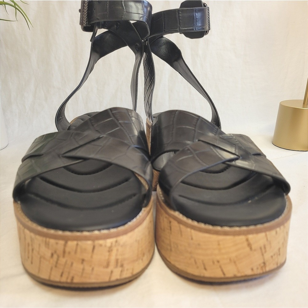Franco Sarto Womens‎ 10M Black Chunky Platform Sandals Retro Boho y2k Vacation - Picture 3 of 9